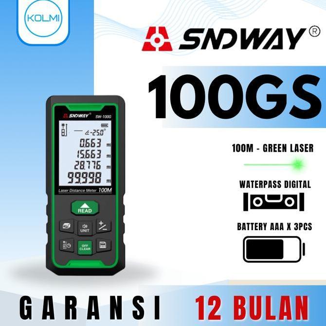Foxc- Sndway Meteran Laser Digital Green Laser 100 Meter Sw-100G Laser Hijau