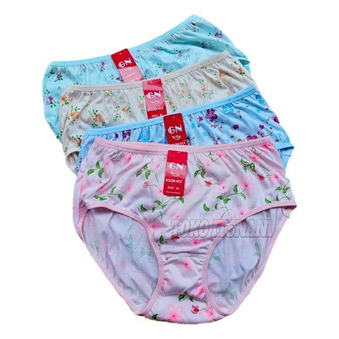 Nixwhat- Cd Wanita Golden Nick 937 Sablon Bunga 6-12 Pcs | Celana Dalam Cewek Gn Motif Kembang Lusin
