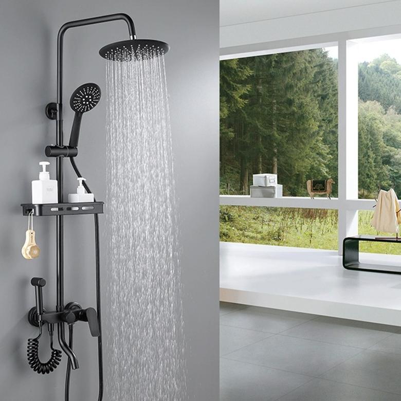 Shower Set 4 Fungsi Panas-Dingin Dengan Faucet / Set Sower Kamar Mandi Tembaga Lengkap / Sprayer Fau