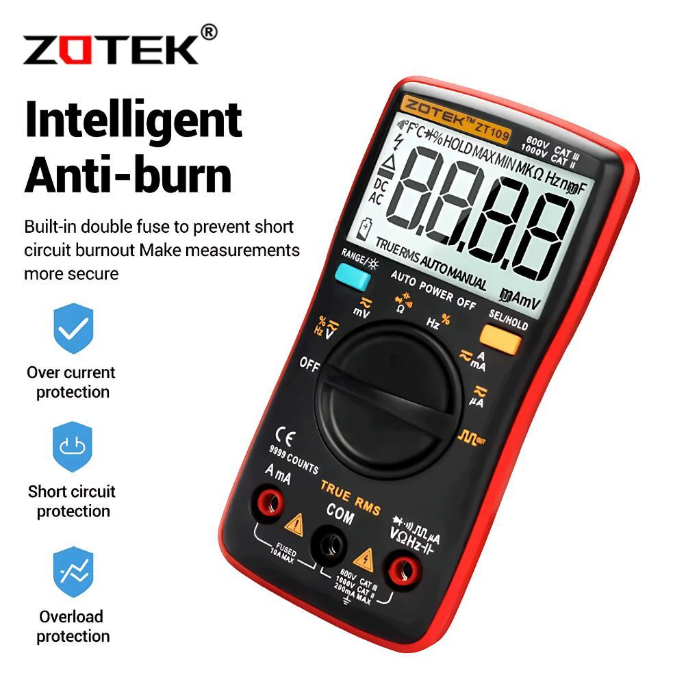 Zotek Zt109 Multitester Multimeter Digital 9999 Count Auto | Manual Range