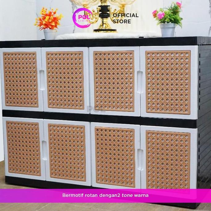 Saveyou- Pol - Lemari Tv Serbaguna Rotan Plastik 2 Susun