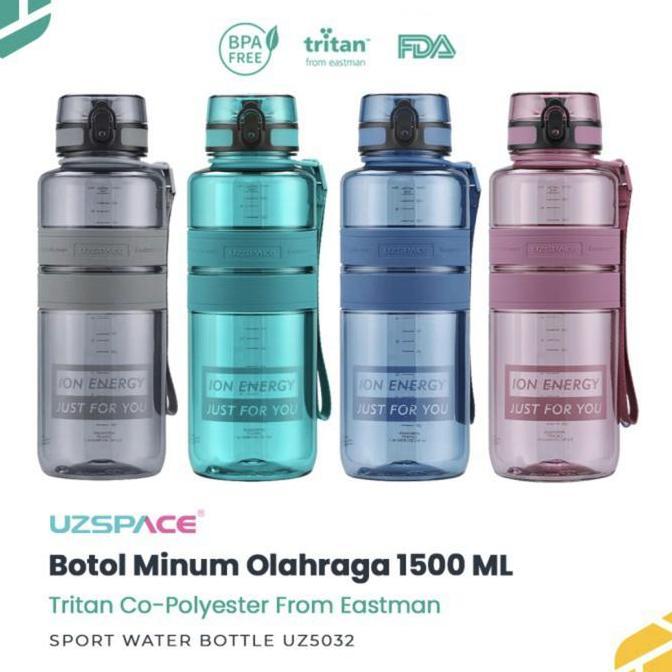 UZSPACE 5032 Botol Minum Olahraga Besar 1.5 Liter USA Tritan