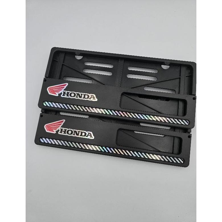 limited sepasang dudukan plat nomor motor list karbon free stiker hologram honda sayap - cover plat 