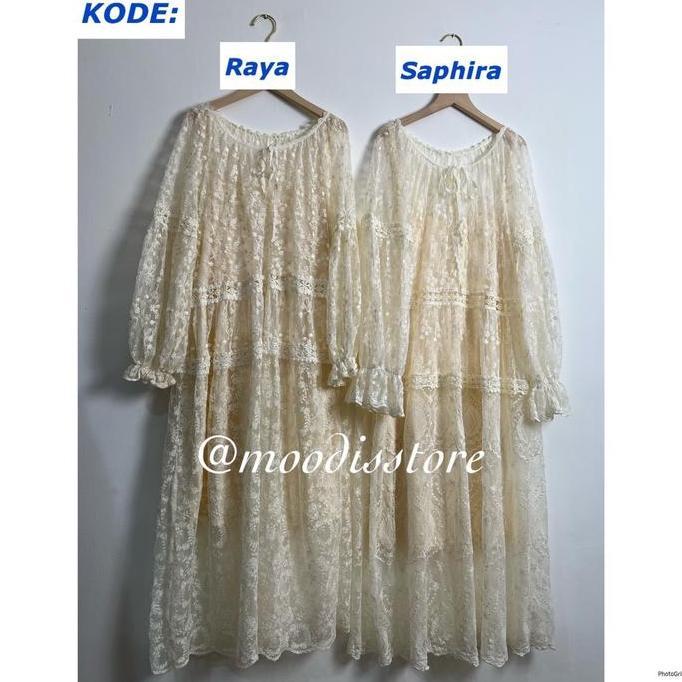Wkwkwk- Raya Outer Long Tunik Lace Premium Bisa Beli Set Maupun Terpisah