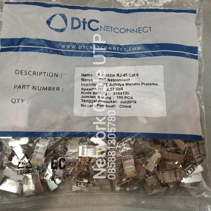 BEBAS ONGKIR - Konector RJ45 Cat.6 Besi/plat DTC