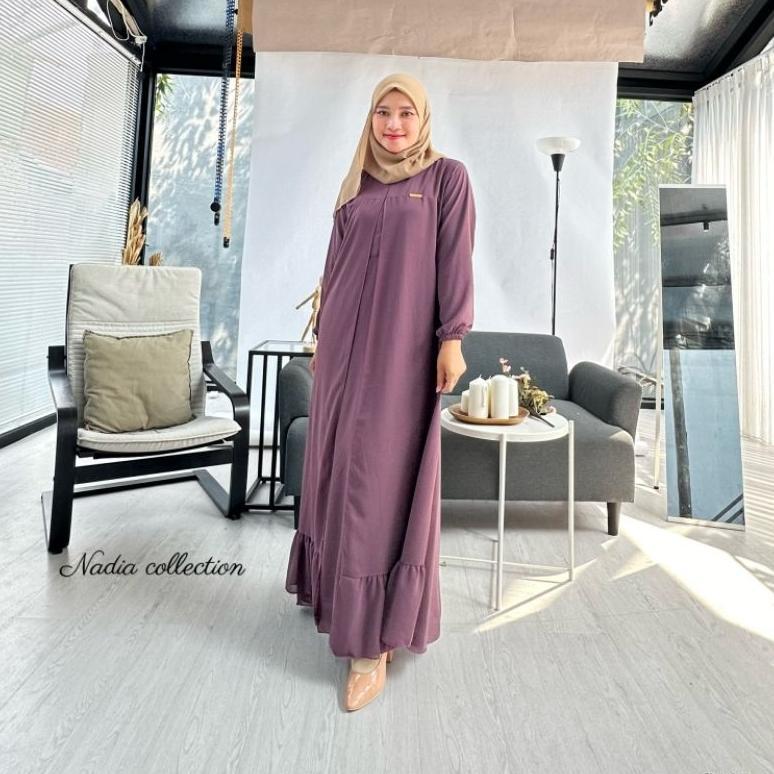Terlaris Gamis Ceruty Outer Full Puring Ukuran Ld 100-120Cm
