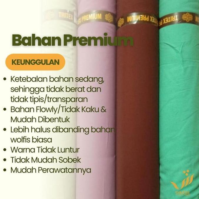 Jilbab Syar'i Segi Empat Jumbo 150x150 Wolfis Kelim Panjang Tebal Nyaman Syar'ee Fashion - Hijab
