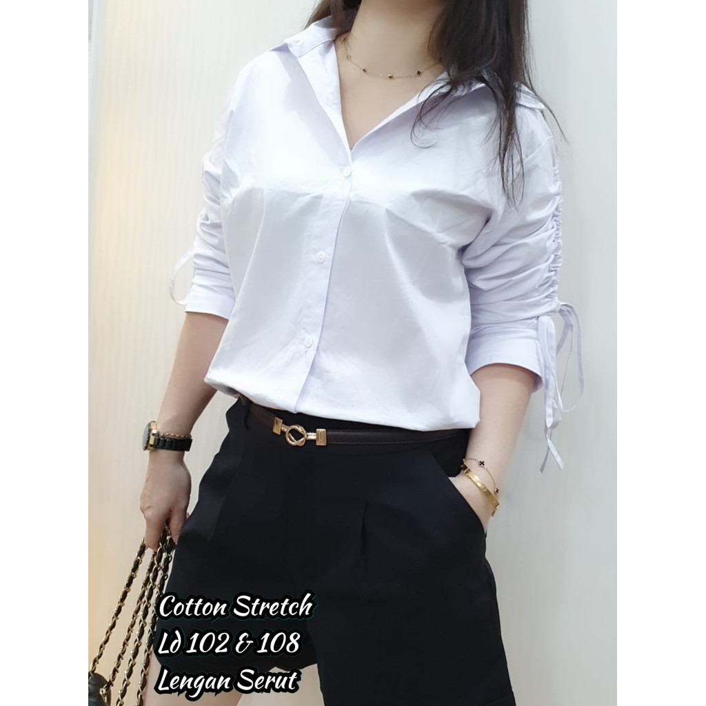 JESS Blouse Wanita Katun Stretch - Kemeja Wanita - Atasan Wanita - Baju Putih