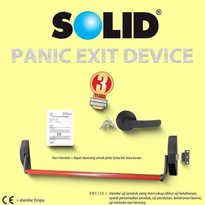 Panic Bar Solid PED 310+016 Red+Black/Handle Pintu Emergency/Darurat