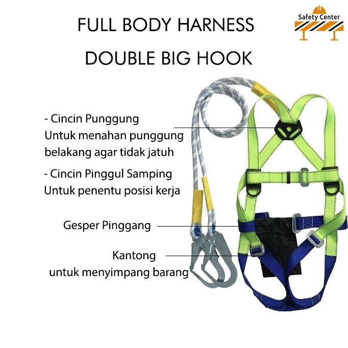 Full Body Harness Double Big Hook / Safety Body Harness Double Big Hook Lanyard