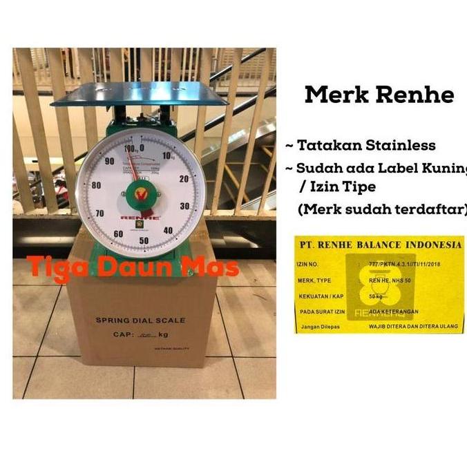 Timbangan Duduk Jarum Renhe 100 Kg / Timbangan Manual Renhe Kualitas Vietnam 100 Kg