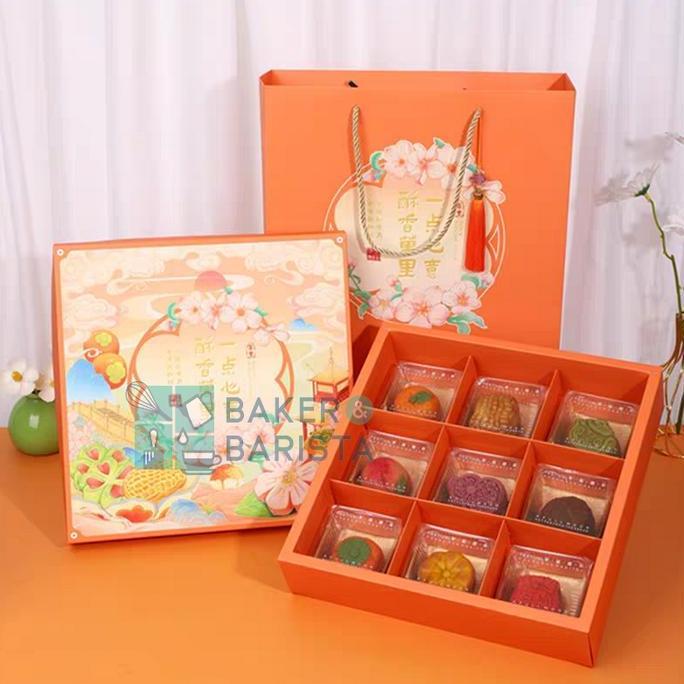 \\\\\] mcb 75g combo 9 kotak dus kue sekat 9 mini cake mooncake box
