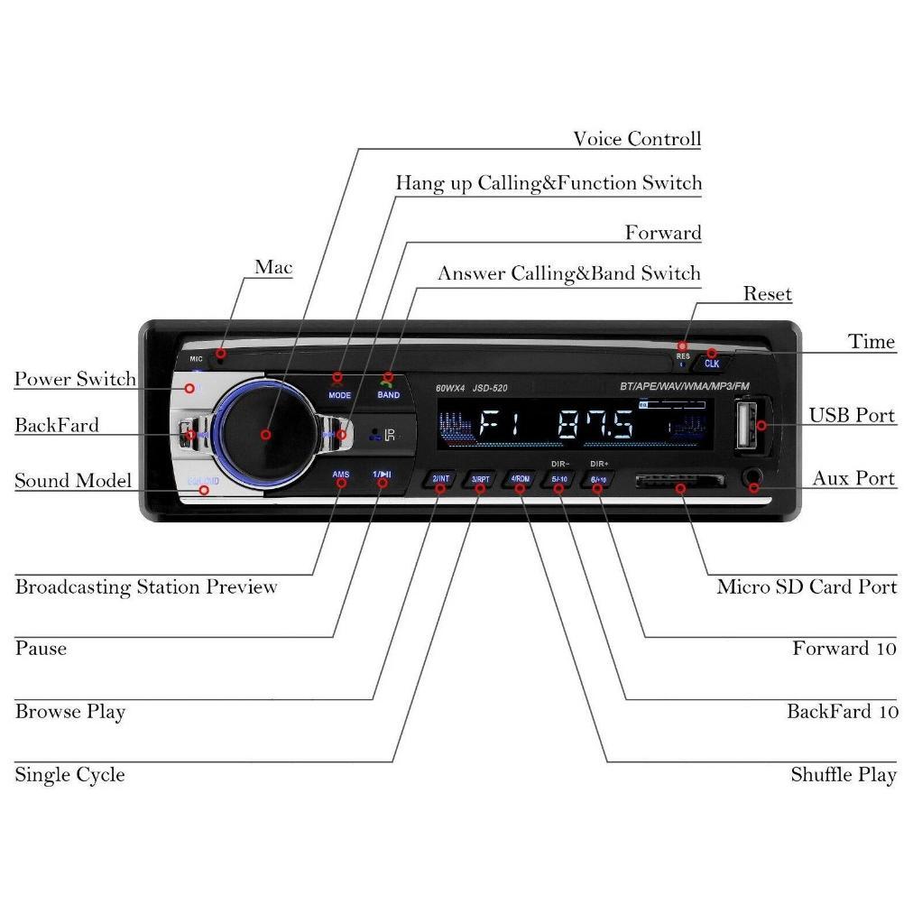 Cod Taffware Jsd-520 Tape Mobil Bluetooth Full Bass Audio Mp3 Player Grandmax Pickup Truk Canter