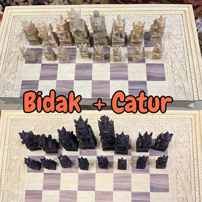 siap kirim] Catur Ukir Rama Sinta Jumbo - Bidak Catur Ukir Bali - Bidak Bali
