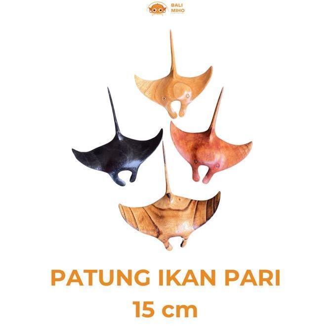 paling diminati] Patung Ikan Pari Kayu Ukuran 15 cm - Dekorasi Ikan Pari - Patung Kayu - Hiasan Ikan