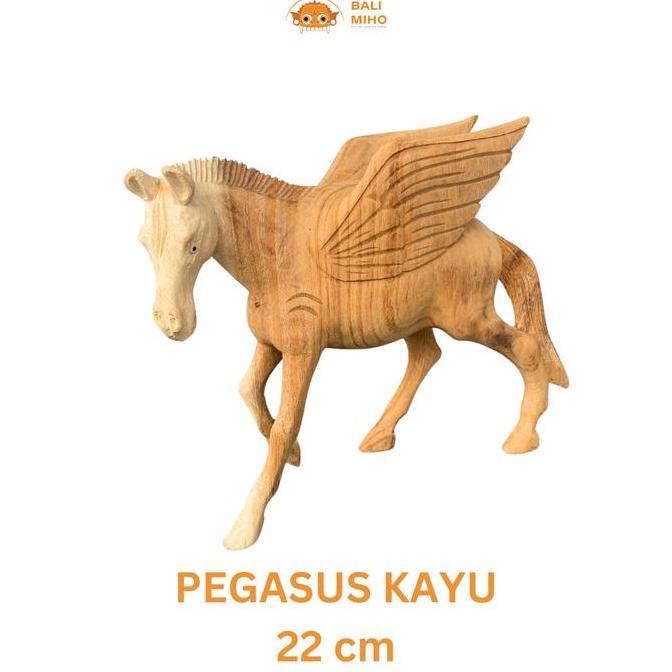 hanya disini] Patung Kuda Pegasus Kayu Ukuran 25 cm - Patung Kuda Kayu - Kerajinan Kuda Kayu - Patun