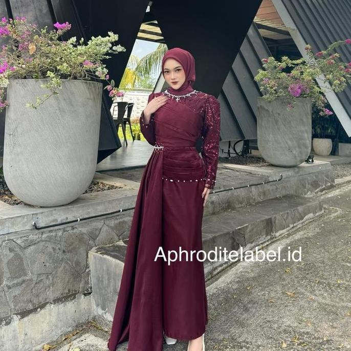 Safana Dress gamis kondangan dress brokat tile bridesmaid Wanita Gaun Pesta Mewah Maxi Formal Muslim