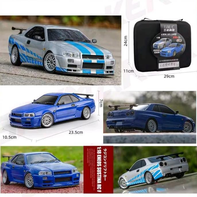 RC DRIFT RWD NISSAN SKYLINE GTR R34 R-34 BODY METAL ALLOY SCALE 1/18 FAST FURIOUS BRIAN Remote Toys 