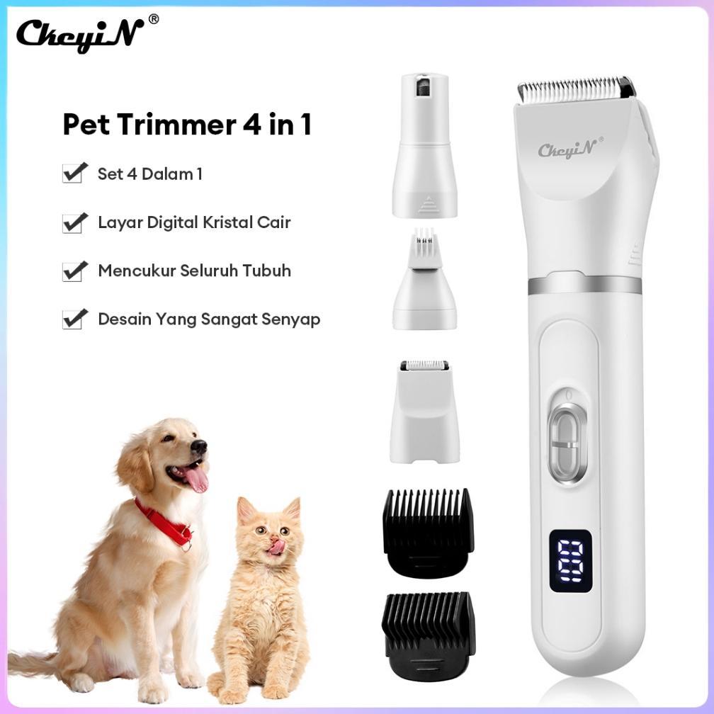 [TOPP] CkeyiN Alat Cukur Hewan Peliharaan 4 IN 1 Pet Trimmer Cukur Bulu Elektrik Anjing Kucing Pet C