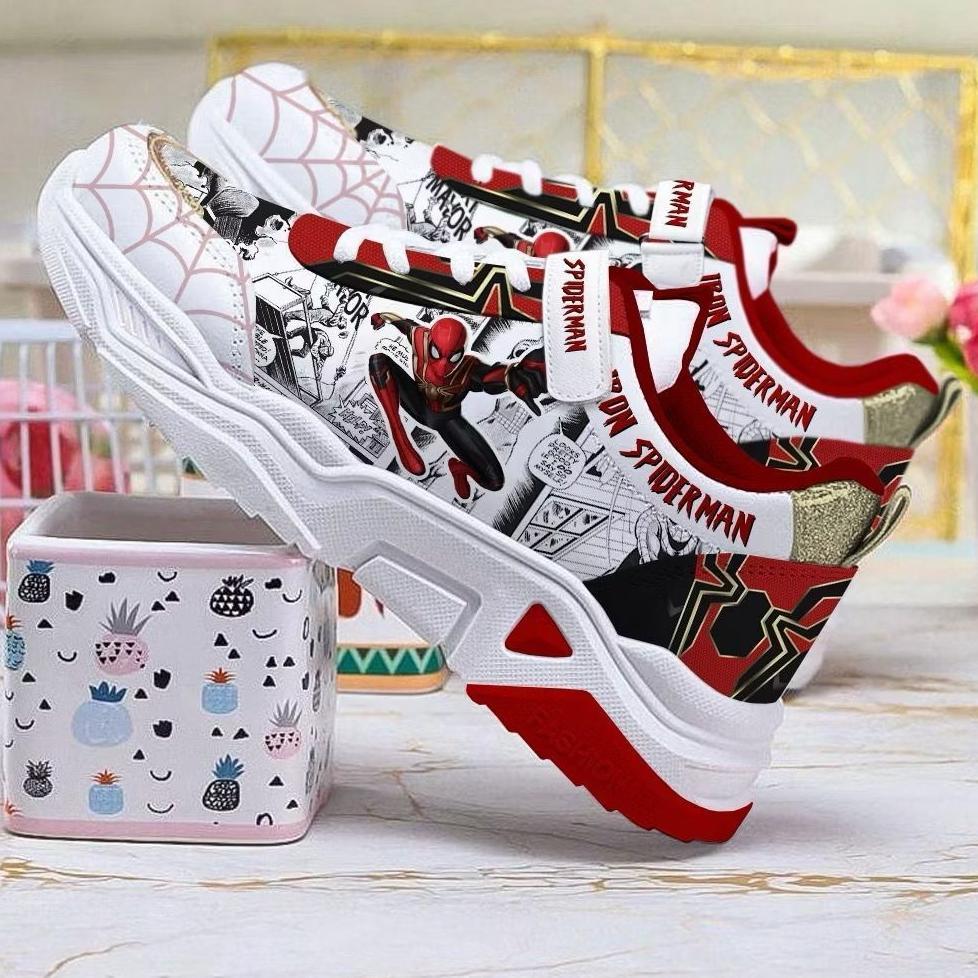 DISKON SEPATU ANAK SPIDERMAN LAKI LAKI -SEPATU ANAK SEKOLAH TK-SEPATU ANAK USIA 4-9TAHUN-SEPATU ANAK
