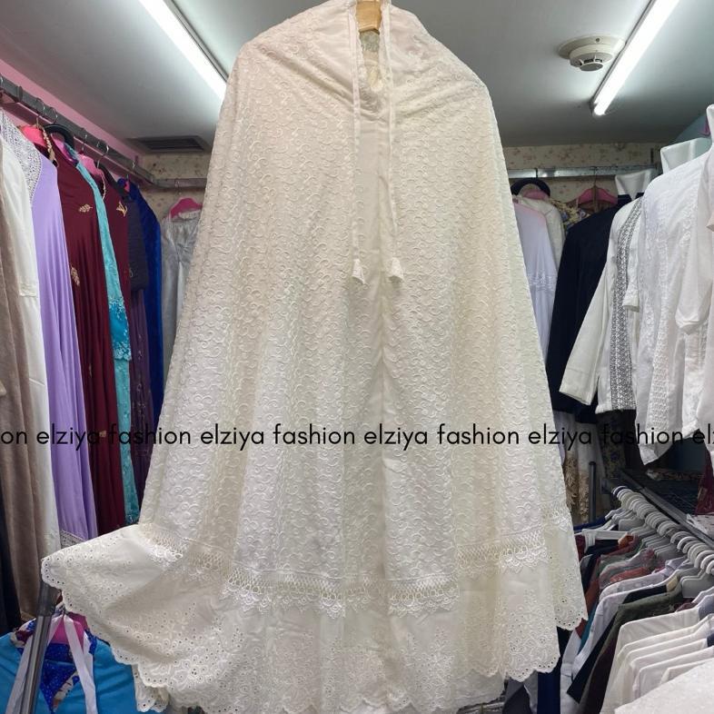 Promo Bulan Ini Mukena Jumbo Dewasa Katun Paris Ori Full Bordir Sutra Timbul | Mukena Putih | Mukena