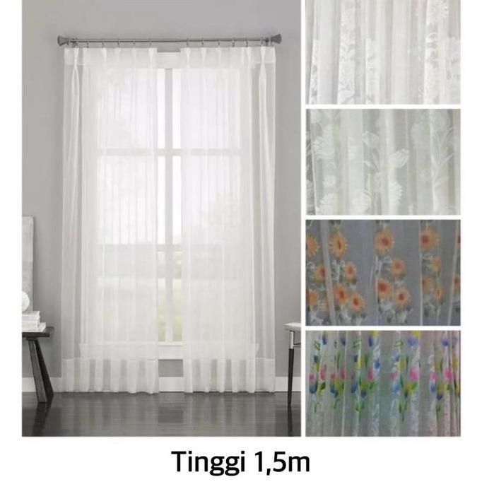 // GORDEN VITRASE / GORDEN DALAMAN JENDELA MOTIF TULIP / MATAHARI / POLOS TINGGI 1,5 M ''