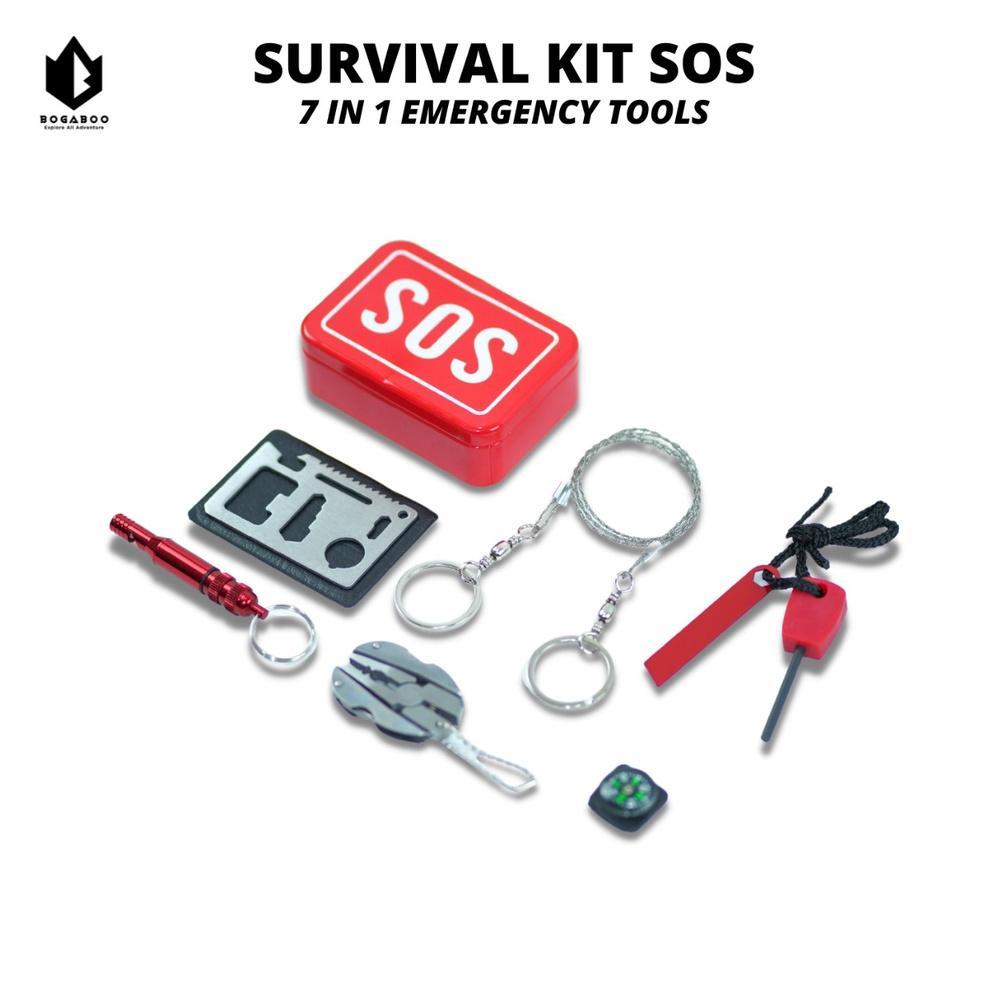 [COD] Survival Kit SOS 7 in 1 Emergency Tools Camping Outdoor - Alat Survival Bushcraft Multifungsi