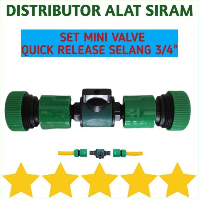 SET QUICK RELEASE 3/4 INCH + MINI VALVE STOP KRAN SAMBUNGAN SELANG AIR