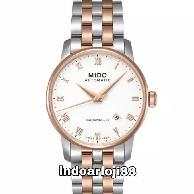 Ready Jam Tangan Pria Mido M8600.9.N6.1 Baroncelli II Automatic Dual Tone Swiss Made