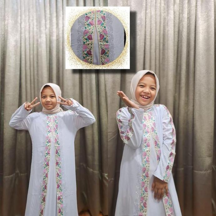 Sekarangaja- Cod Gamis Abaya Arab Hawa Remaja Dan Dewasa Shireen Putih Arab Busui Jersey  Import  Pr