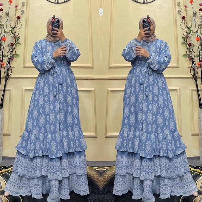 Grosir Gamis Ceruti Printing Plisket Premium Dress Plisket Viral