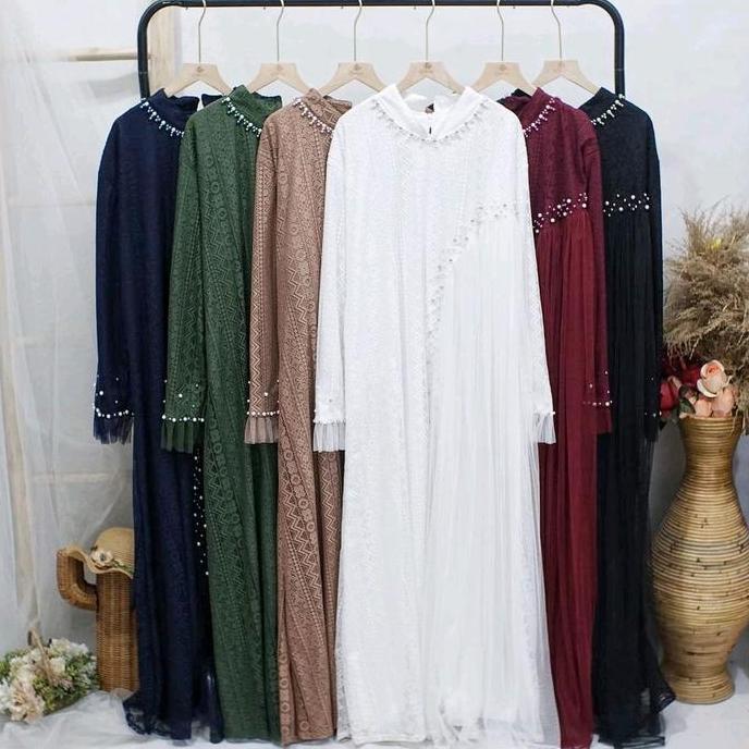 Sekarangaja- Gamis Brukat Zanitha Jumbo Mewah Mutiara  Ld 130 140 Dan 150