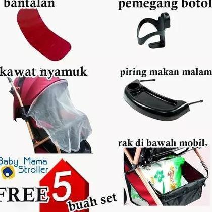 [Versi dasar]Nina Baby Stroller Kereta Dorong Bayi 3 in 1 ( Duduk, Baring, Tidur )roda merah stroler