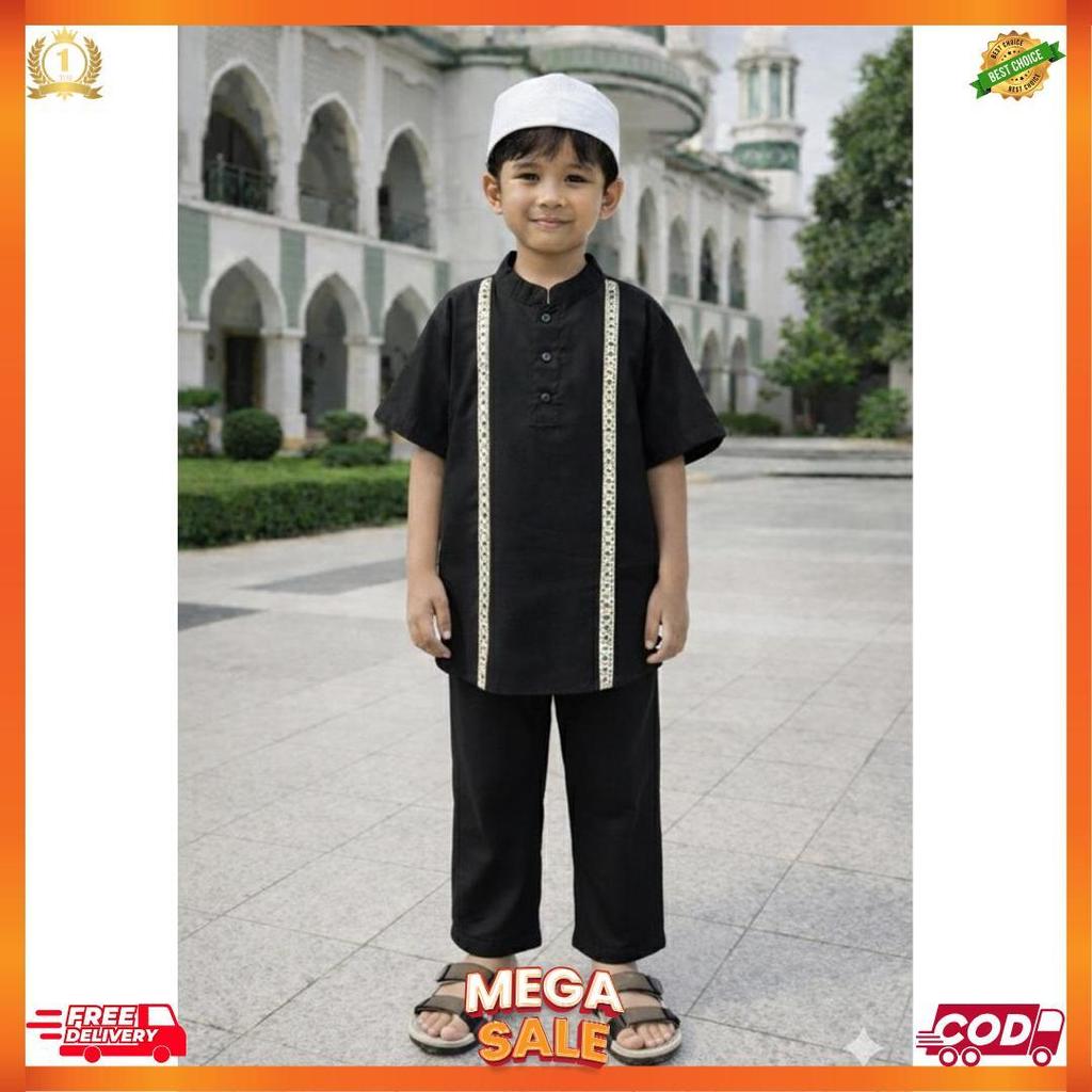 Setelan Baju Koko Batik List Anak Laki Laki Usia 1-10 Tahun/ Setelan Pakaian Muslim Anak Laki Laki/ 