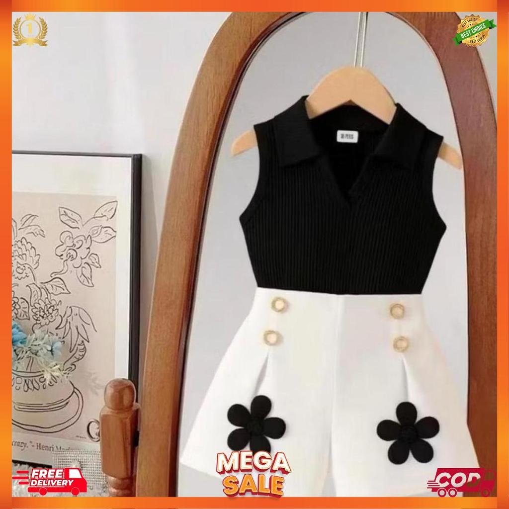 Setelan Baju Dan Rok Anak Perempuan Bahan Knit/ Setelan Baju Anak Perempuan Usia 1-5 Tahun Motif Bun