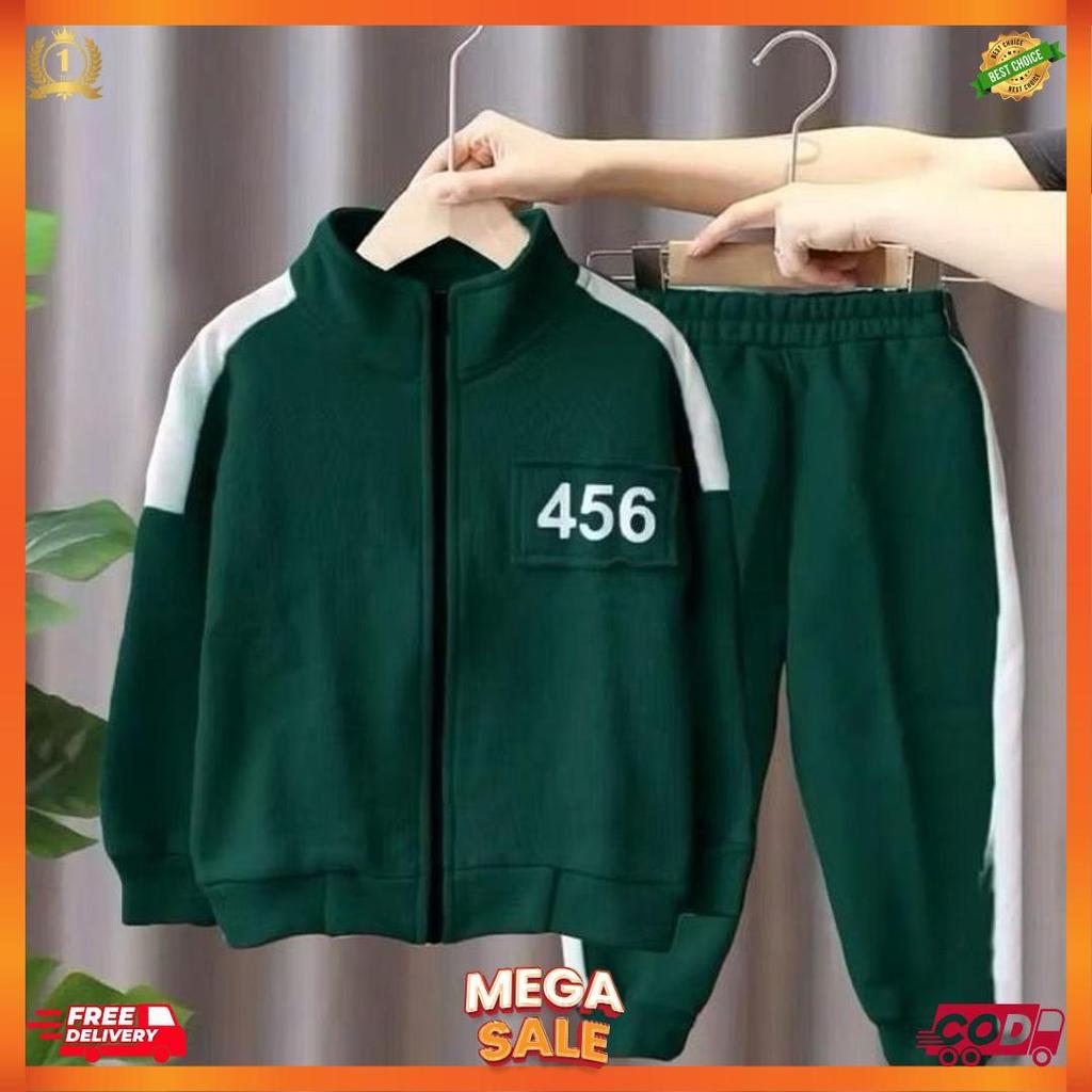 Setelan Jacket Anak Laki Laki Dan Perempuan Motif Squid Game Usia 1-10 Tahun Terbaru/ Set Pakaian An