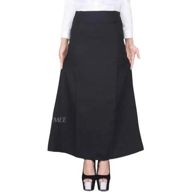 DF206 >> Rok kerja wanita Hitam model line A Pendek Scuba Maxi Tebal Dewasa Panjang