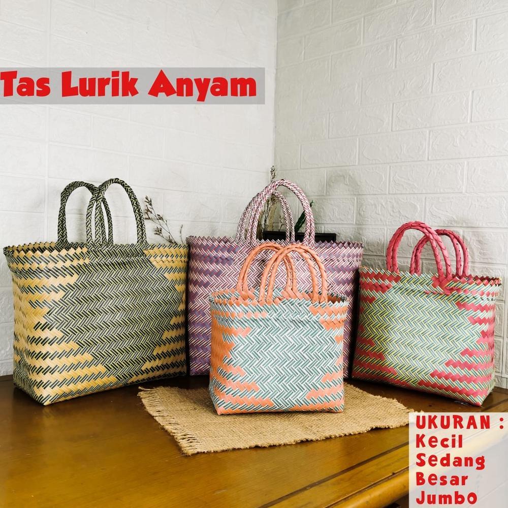 Readyy Tas lurik anyaman Tas keranjang anyaman Tas belanja Tas jadul