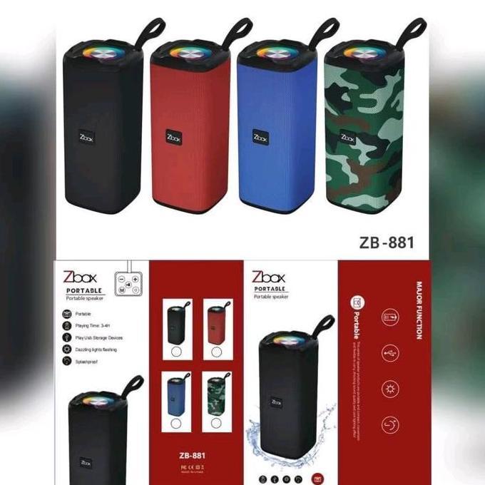 Promo Speaker Wireless Portable Zbox Model Tabung ZB881 LED Bass Bluetooth Diskon