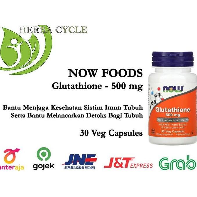 TERMURAH - Now Foods Glutathione 500 mg 30 Veg Capsules Now Glutathione Ori USA