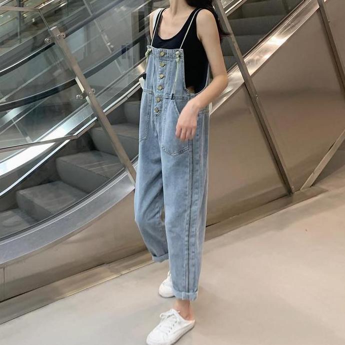 Harga Miring 0051 Overall Celana Kulot Denim Wanita Korea