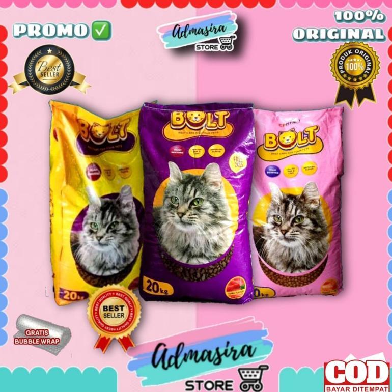 Makanan Kucing BOLT 1 sak karung 20kg tuna ikan donat salmon kitten Chester Cat Dry Food
