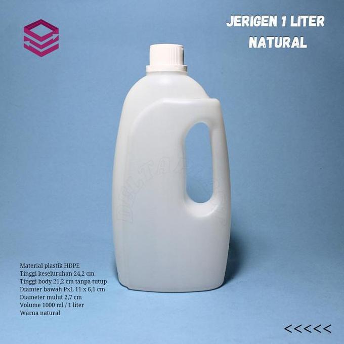 Jerigen 1 Liter Gagang Samping Bersegel Natural - / ONLY