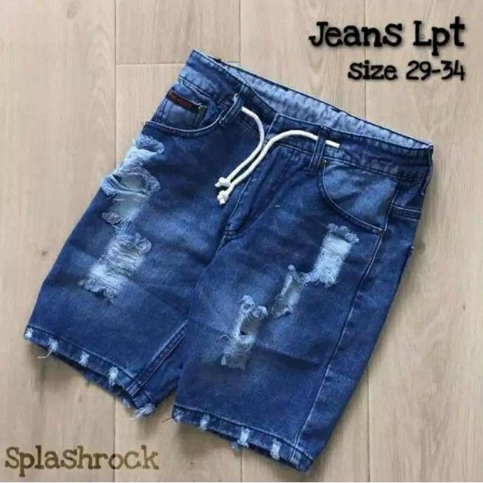 Gratong Celana Jeans Pendek Sobek Pria Celana Jeans Sobek Pendek Cowok Distro Hitam
