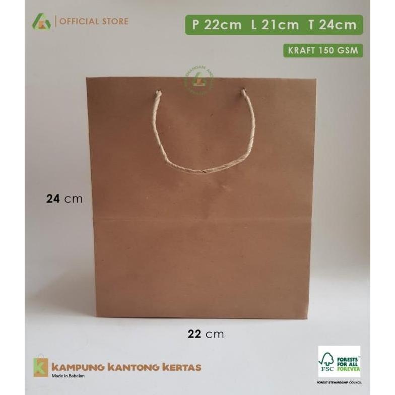 Paper bag Kraft P22 L21 T24 / Kantong coklat kotak nasi / box nasi