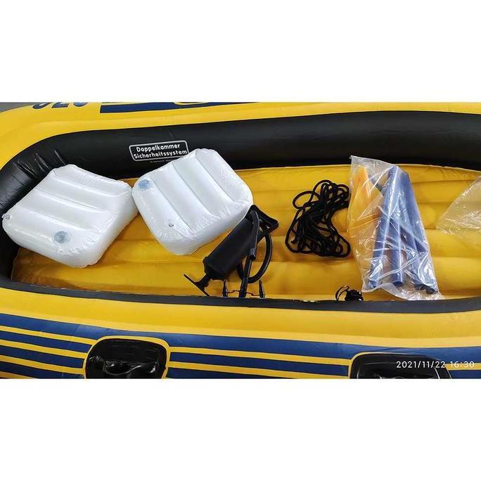 Perahu Karet 4 Orang Portable Pompa Kayak Dayung Rafting Mancing Murah