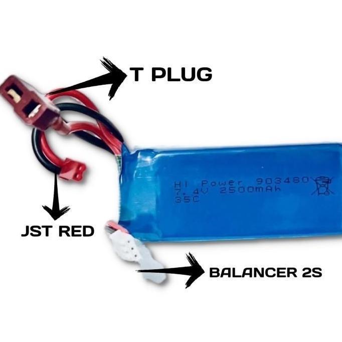 battery baterai lipo 7,4V 2S cell 2500mah T plug Syma wltoys rc drone
