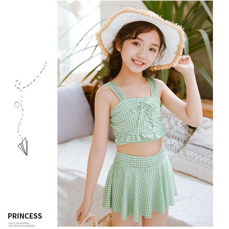 Bikini Renang Anak Perempuan 4-10 Tahun Hijau