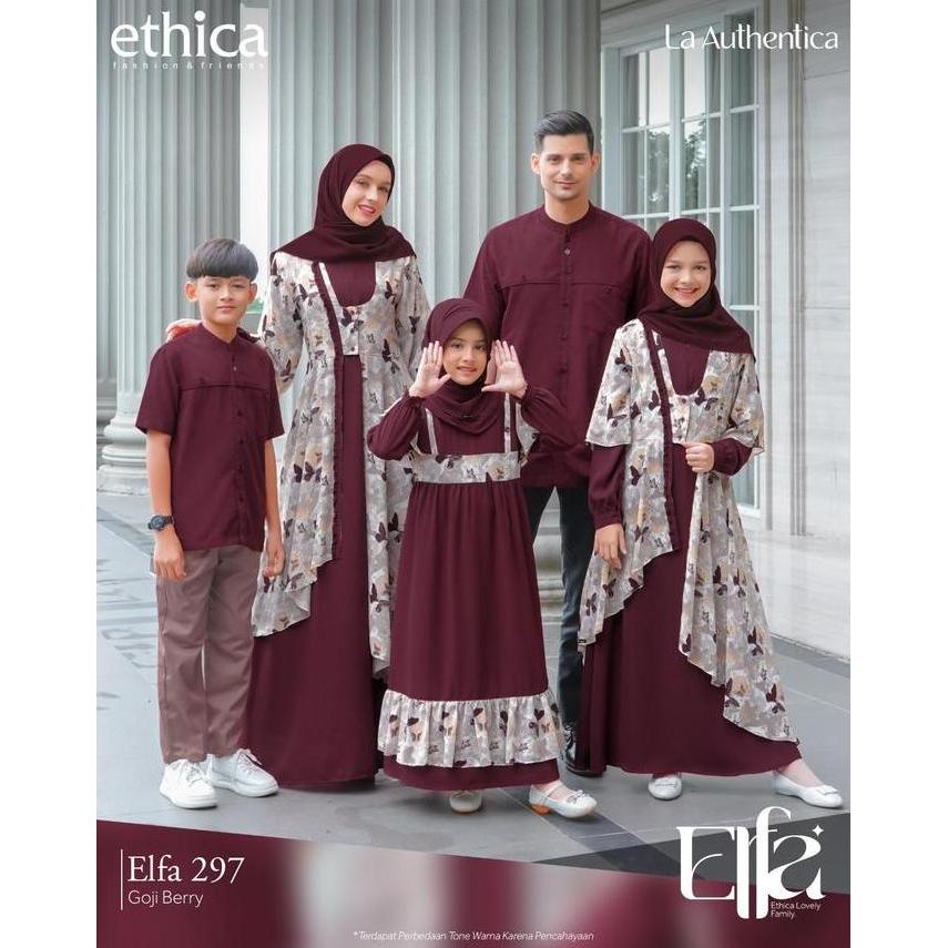Ethica Elfa 297 Goji Berry Sarimbit Keluarga Muslim Gamis Baju Lebaran Couple Syari Remaja Dewasa Ib