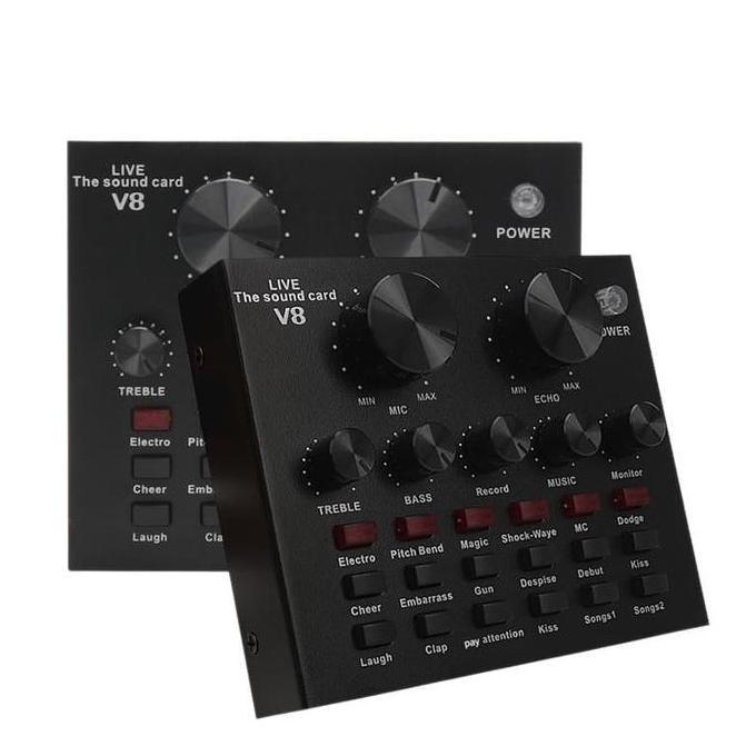 Allthebest- SoundCard V8 Audio untuk HP PC Mac Live Broadcast Karaoke Audio Mixer